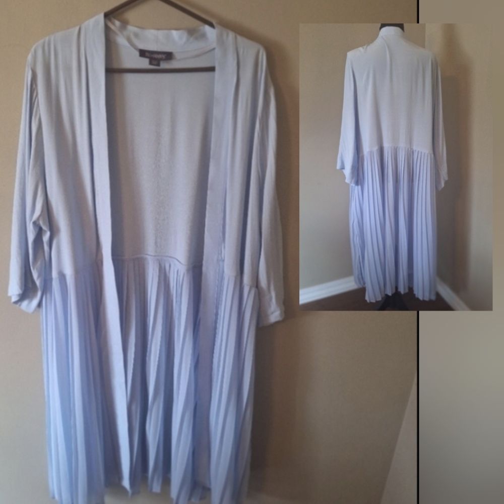 Powder Blue Bohemian Daydream Long Sheer Pleated Cardigan Kimono 18/20